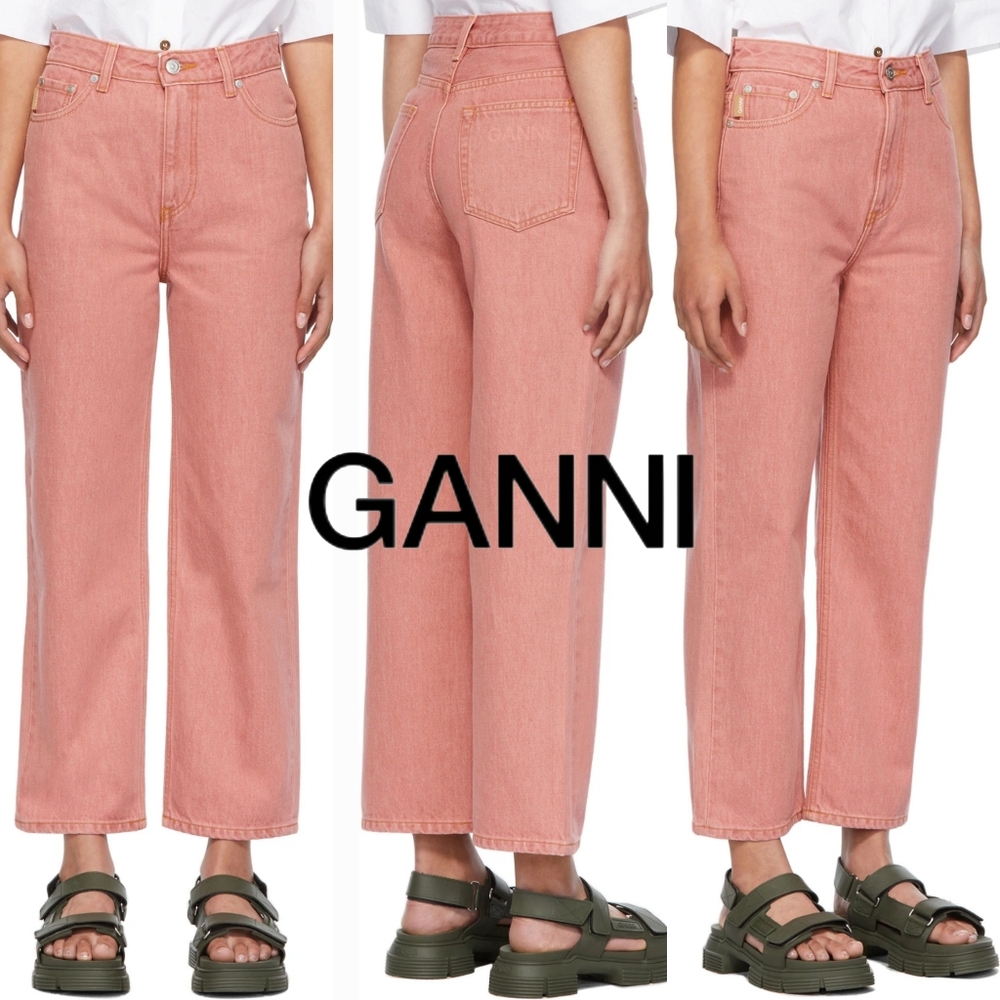 ๐๏ธ GANNI Pink Yarn-Dyed Straight Jeans - Picture 1 of 14